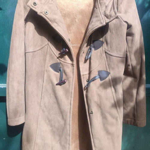 Anonima Montgomery suede coat size S like new, beige with fur lining