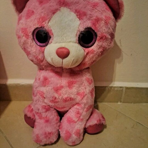 Pink Plush Cat medium size like new