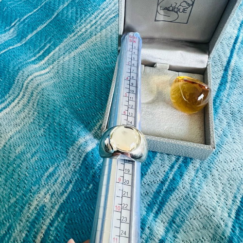 Lalique crystal rings like new, classic amber and clear