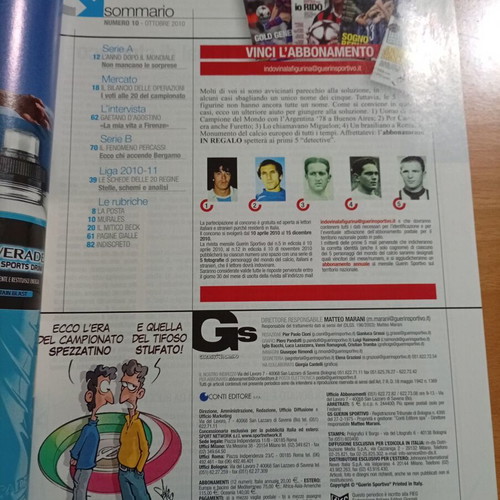 Περιοδικό Guerin Sportivo #10 Οκτώβριος 2010 σαν καινούργιο, ιταλική γλώσσα