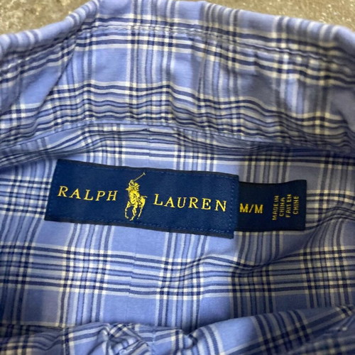 Ralph Lauren Oxford Blue White Blocked Long Sleeve Shirt, M
