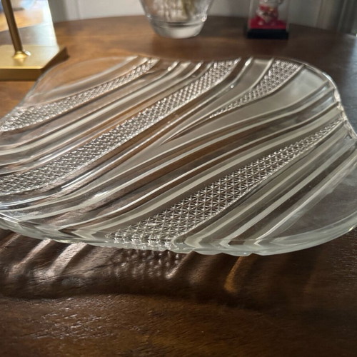 Glass decorative serving plate square 32x32 cm in excellent condition