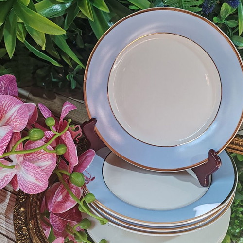 Royal Doulton dessert plates set of 4, blue and gold porcelain