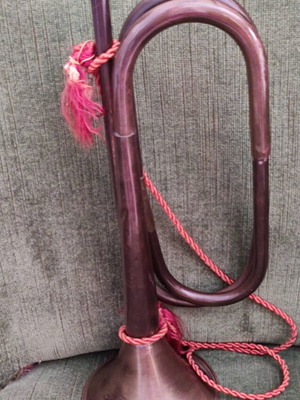 Antique Copper Military Bugle used with red cord