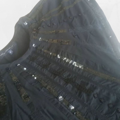 French Connection black short dress with rhinestones used, size Small UK8