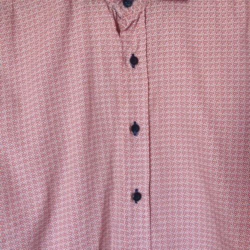 Napoleone men's long-sleeve shirt like new, red pattern with blue details, size M