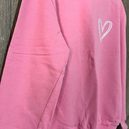 Pink sweatshirt like new with white heart, size S/M