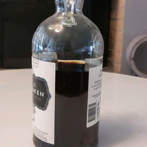 Kraken Black Spiced Rum 1L used, over 3/4 full
