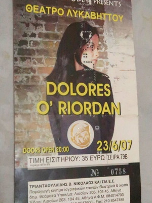 Dolores O' Riordan concert ticket used