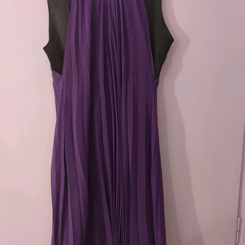 Pleated dress like new with black satin and purple transparency
