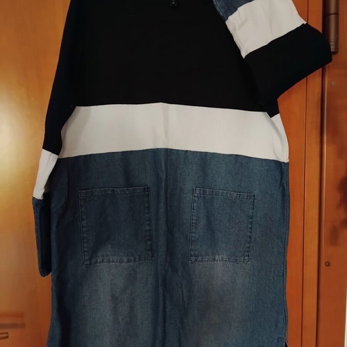 Denim dress like new, half denim and half elastic cotton, white and blue