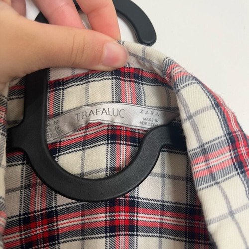 Zara checked shirt white red unused size M