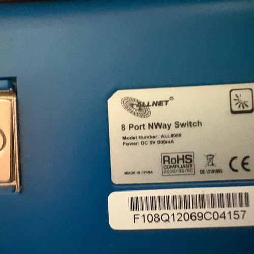 ALLNET 8-Port Network Switch used with power adapter model ALL8089