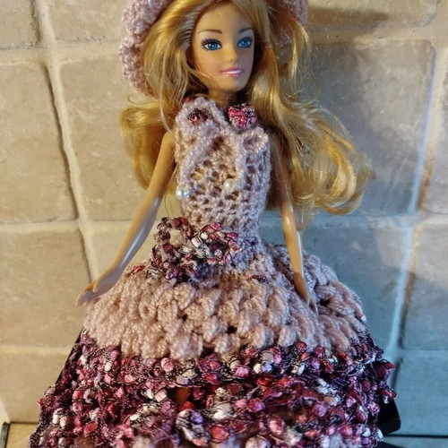 Doll with handmade dress and hat new