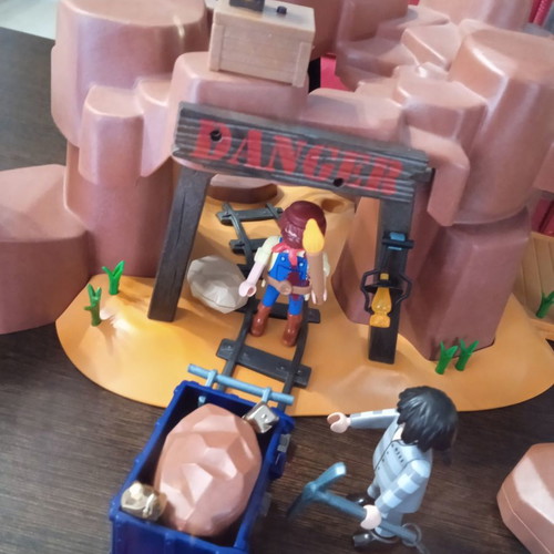 Playmobil Western Mine Playset used, blue box not working
