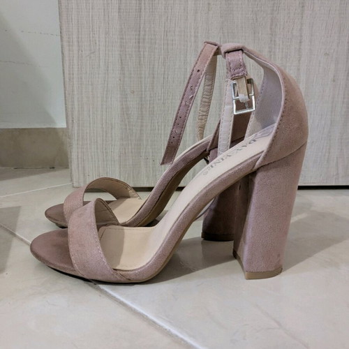 Luigi pink high sandals new with strap velour fabric