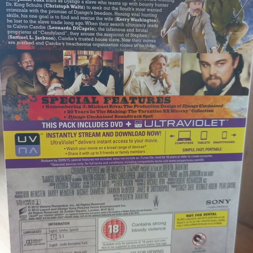 Django Unchained DVD like new, English subtitles