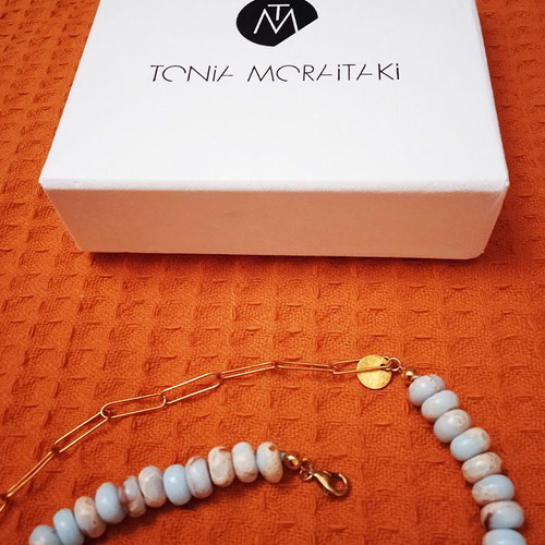 Melia Turqoise Jasper Necklace new, turquoise and gold plated