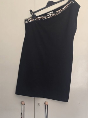 Promod Black One-Shoulder Mini Dress Size L like new