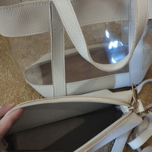 Handbag and crossbody bag used, white with transparency
