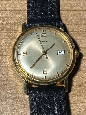 Timex men's watch collectible used, gold color, 1960s period