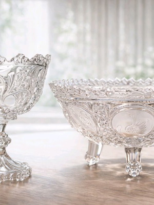 Set of 2 vintage crystal bowls and footed centerpiece like new