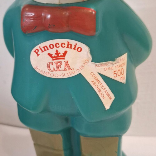 Vintage γερμανικό πλαστικό μπουκάλι σαμπουάν Pinocchio μεταχειρισμένο