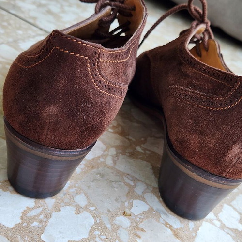 Verbano Brown Suede Oxford Shoes New, Made in Italy