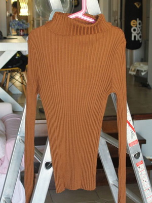 Turtleneck shirt used, brown, size S