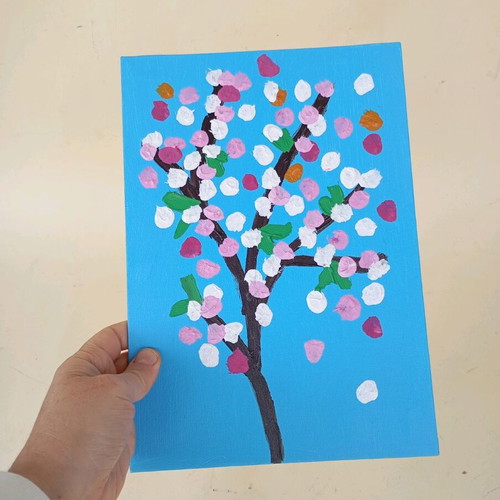 Almond Blossom Painting on Canvas like new, acrylic 18x26cm