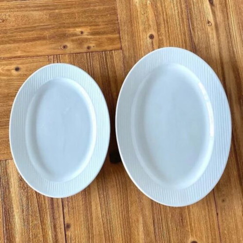 Set of 2 porcelain platters new, white 12 and 16 cm