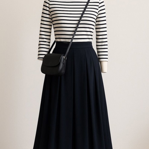 Marks & Spencer navy pleated midi skirt like new, size UK 16