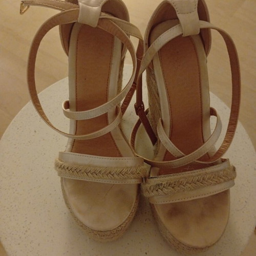 Espadrille wedges size 38 like new, beige summer platforms