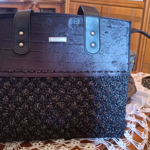 Handmade black A To Z Greek handbag