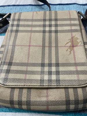 Αυθεντική μεταχειρισμένη τσάντα Burberry crossbody μπεζ-καφέ