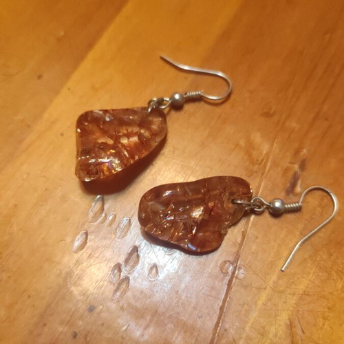 Baltic amber earrings like new, orange