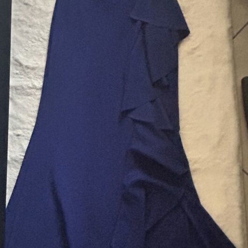 Blue formal dress, one size, elastic with neckline detail