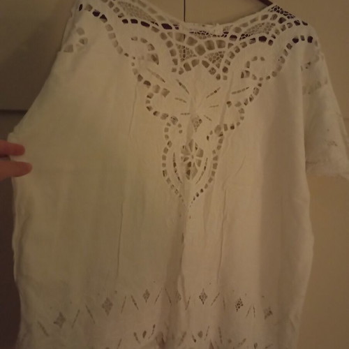 Vintage Santas White Cutout Oversized Blouse XL used