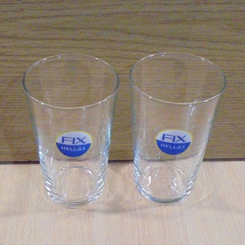 Fix Hellas beer set of two old promotional glasses 250ml used