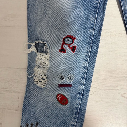 Zara patchwork jeans used, blue, size XS