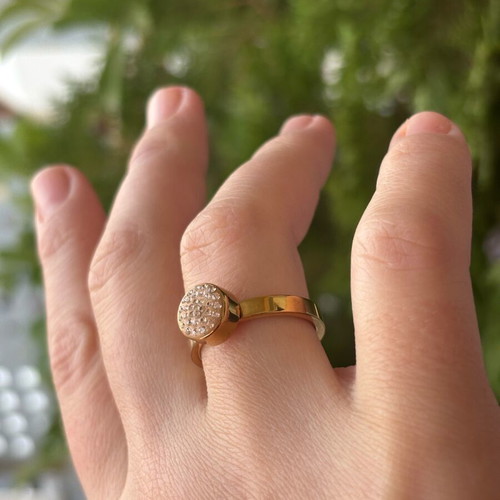Folli Follie ring with zircon in rose gold color, like new