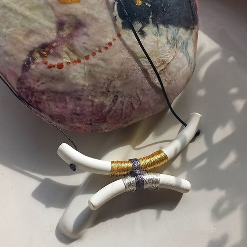 Handmade Ceramic Necklace with Modern Minimal Design