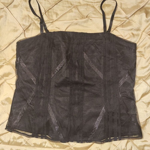 Fransa black bustier top like new, removable straps, lace details