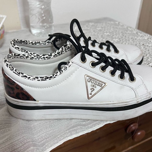 Guess sneakers like new, double sole with leopard detail, genuine leather
