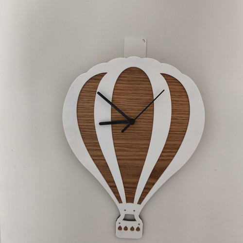 Handmade Hot Air Balloon Wall Clock with Wooden Finish
