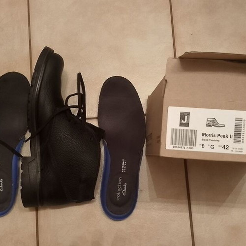 Clarks Morris Peak II boots new, black leather, size 42