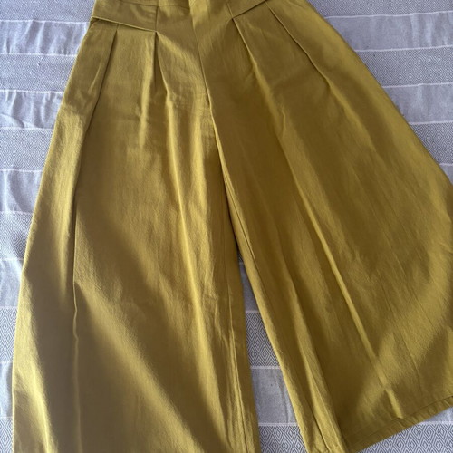 Yellow cotton palazzo pants, size M