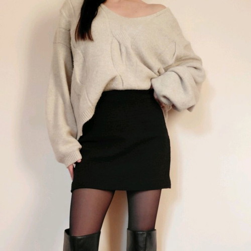 Massimo Dutti wool oversized sweater beige like new, size M-L