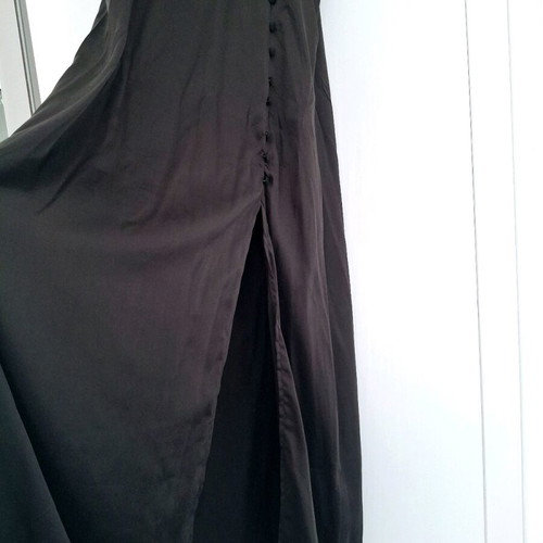 Satin maxi dress with side slit, new, Pink Woman, black, size S