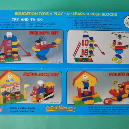 Atco Fire Dept. Set Preschool Toy Building Blocks sealed new